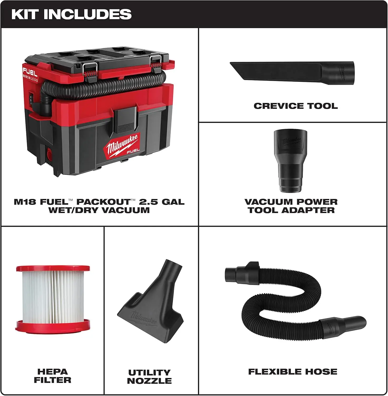 milwaukee packout vacuum what is included